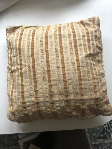 Gold and beige stripe cushion - and,